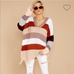 Multi stripe sweater size is M/L (oversized fit)